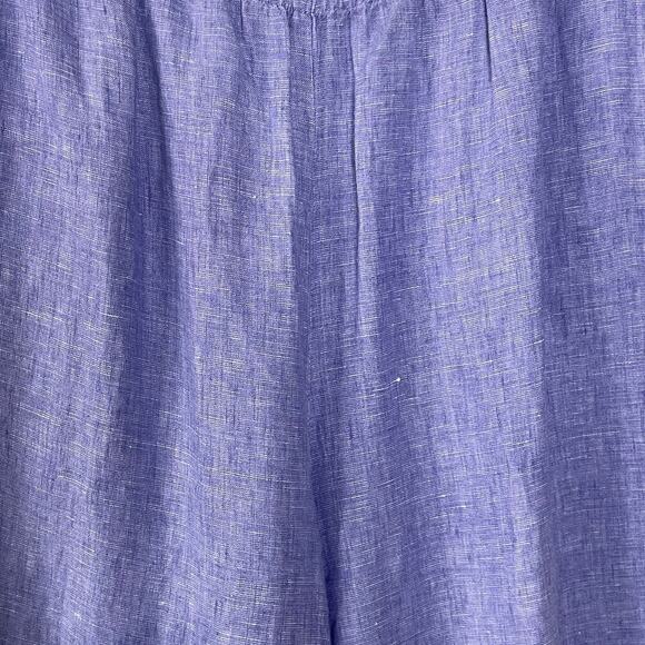 FLAX WOMEN'S LINEN WIDE LEG CROP PANT SIZE M BLUE - Picture 4 of 6